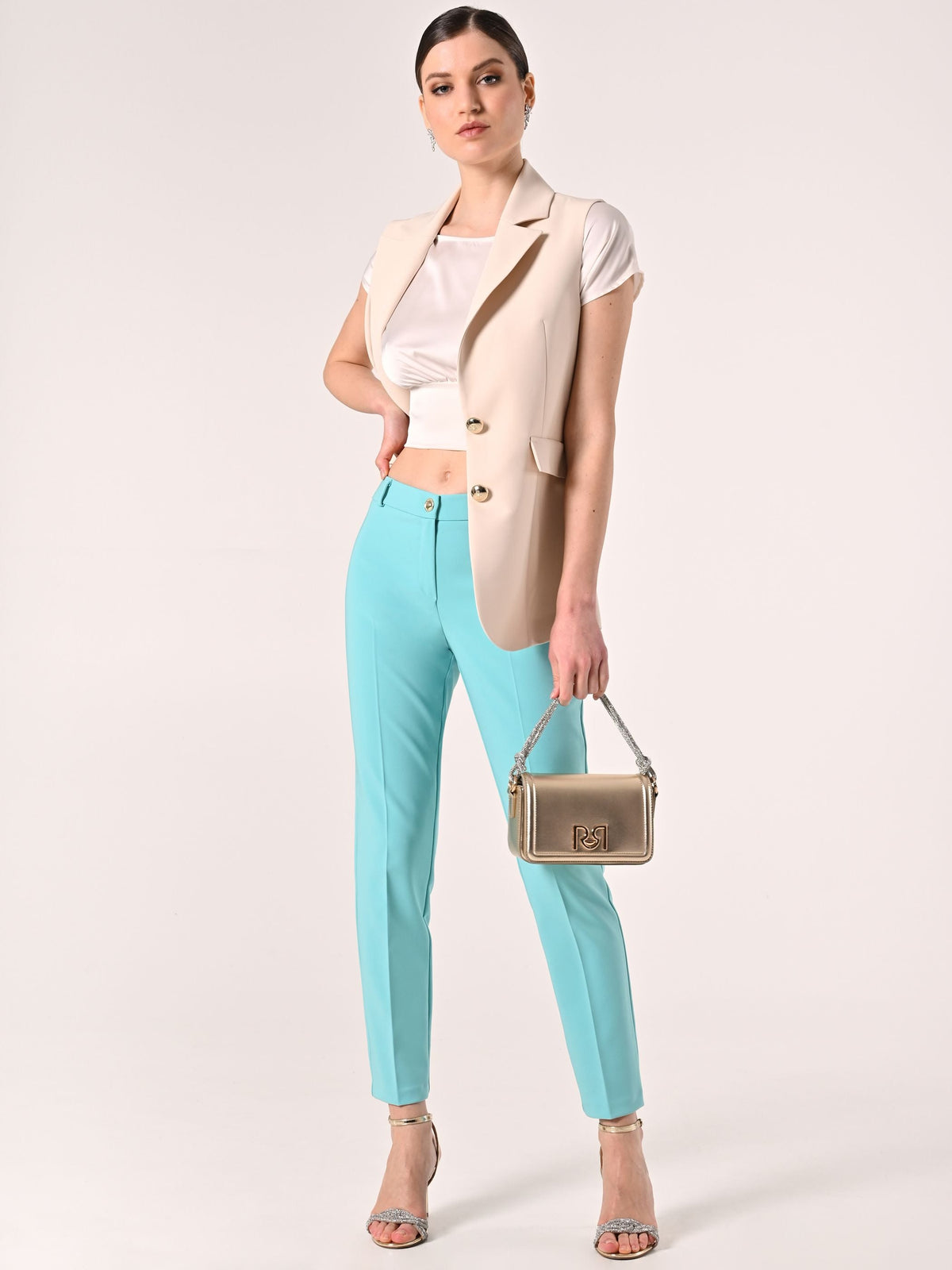 Pantaloni in tessuto tecnico Verde Acqua