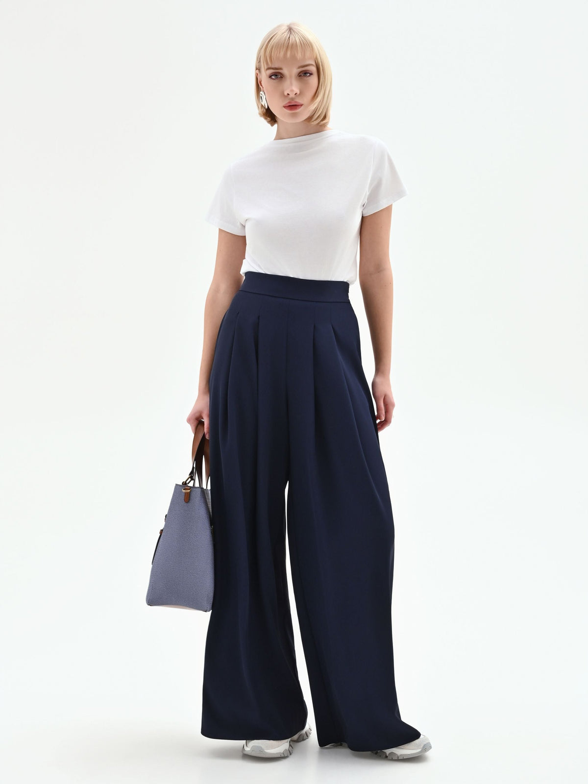 Pantalone palazzo in cadi blu