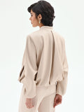 Bomber in similpelle tortora beige con maniche a palloncino