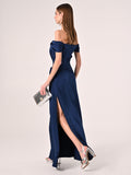 Abito Lungo off-the-shoulders Blu Navy