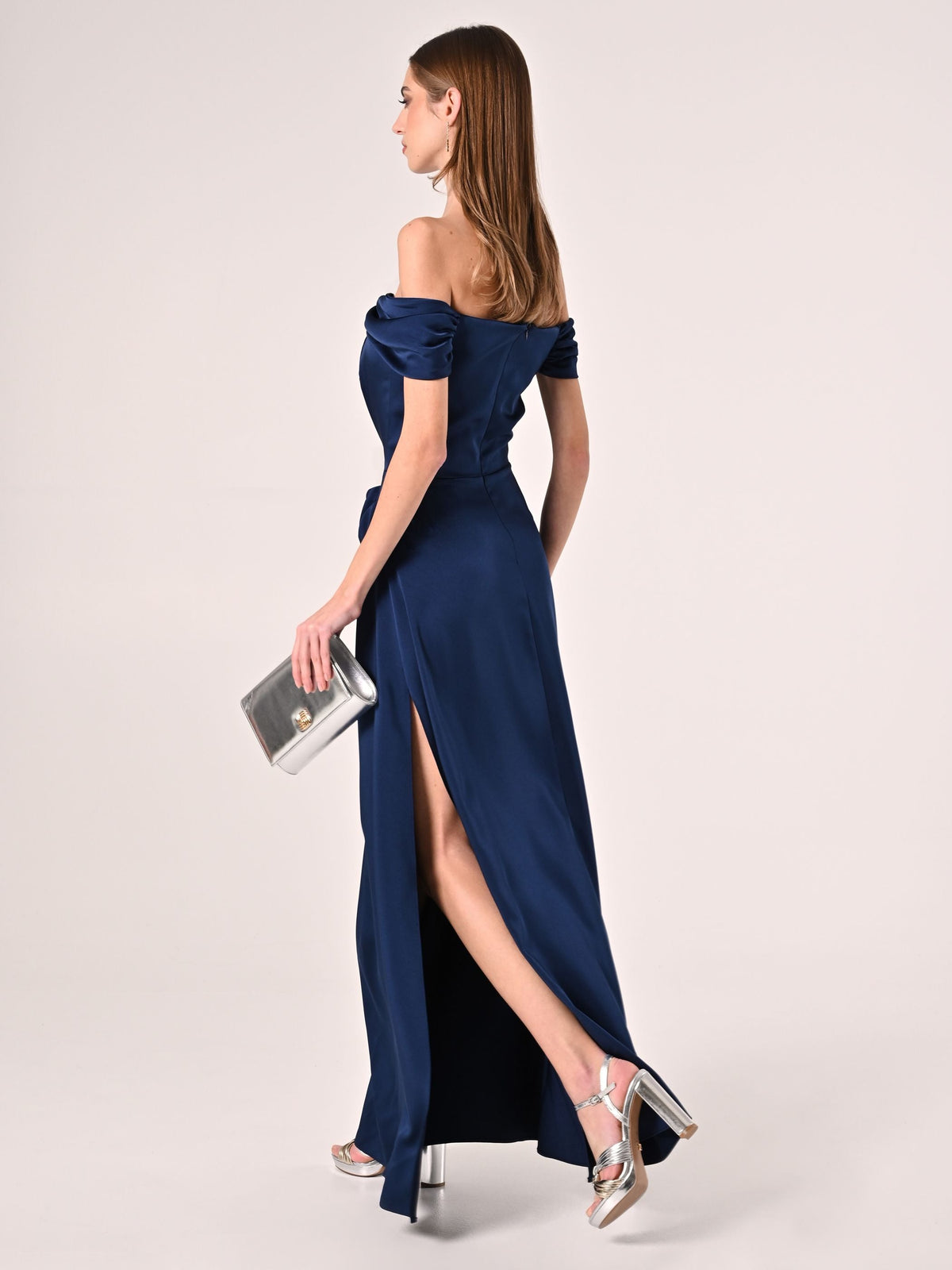 Abito Lungo off-the-shoulders Blu Navy