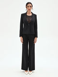 Giacca blazer nera con bottone monogram