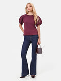 Pantaloni jeans a zampa blu high waist