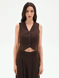 Gilet cropped moro marrone