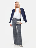 Pantalone dritto in tessuto bouclé blu navy