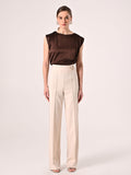 Pantaloni Flared Beige Chiaro in Tessuto Tecnico