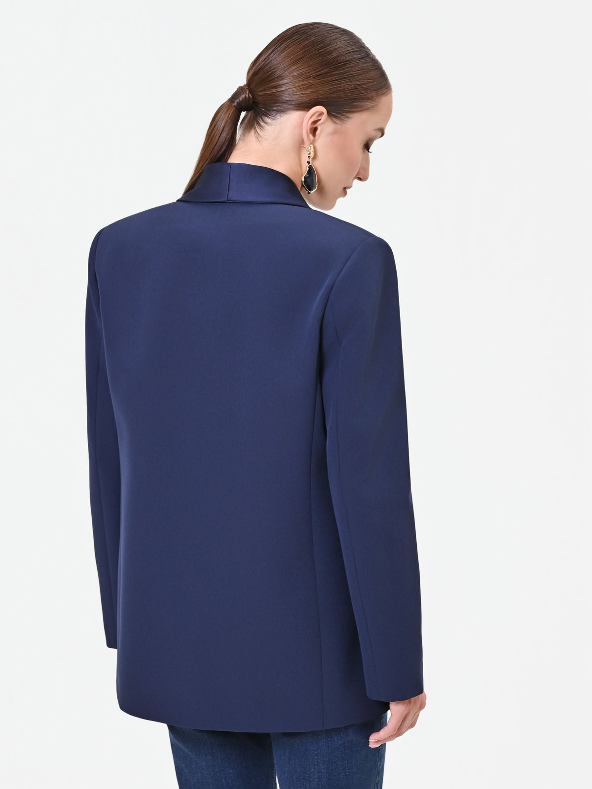 Giacca blu navy con collo a scialle