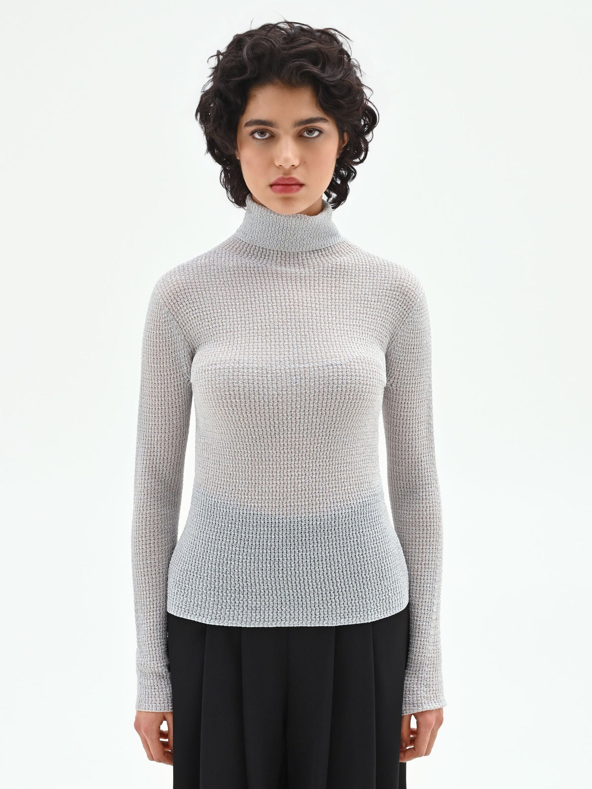 Maglia argento con texture a nido d'ape