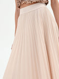 Gonna midi plissettata beige chiaro