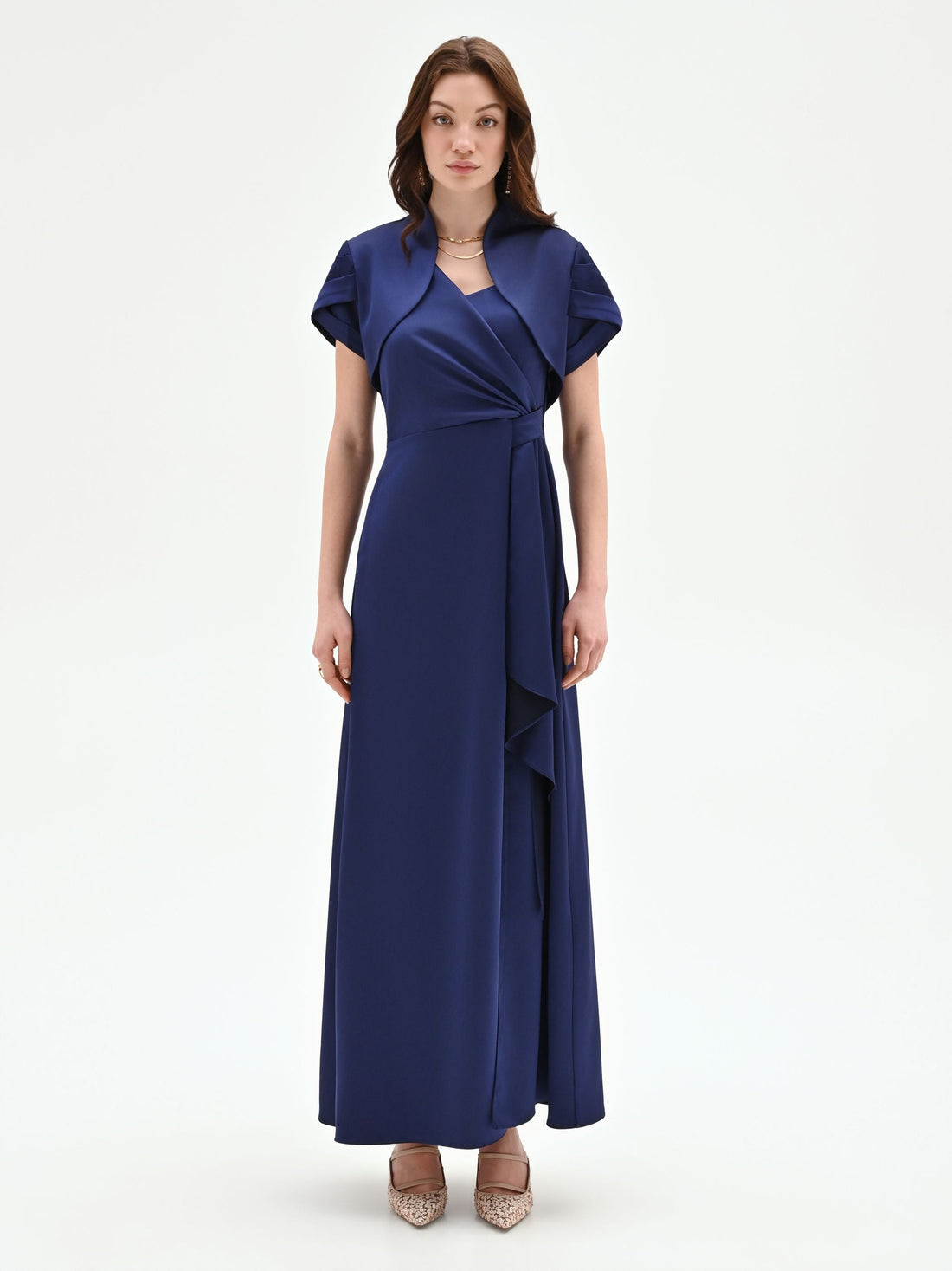 Coprispalla atelier bolero blu indaco con collo sciallato