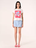 T-Shirt Stampata con Ricamo in Rilievo