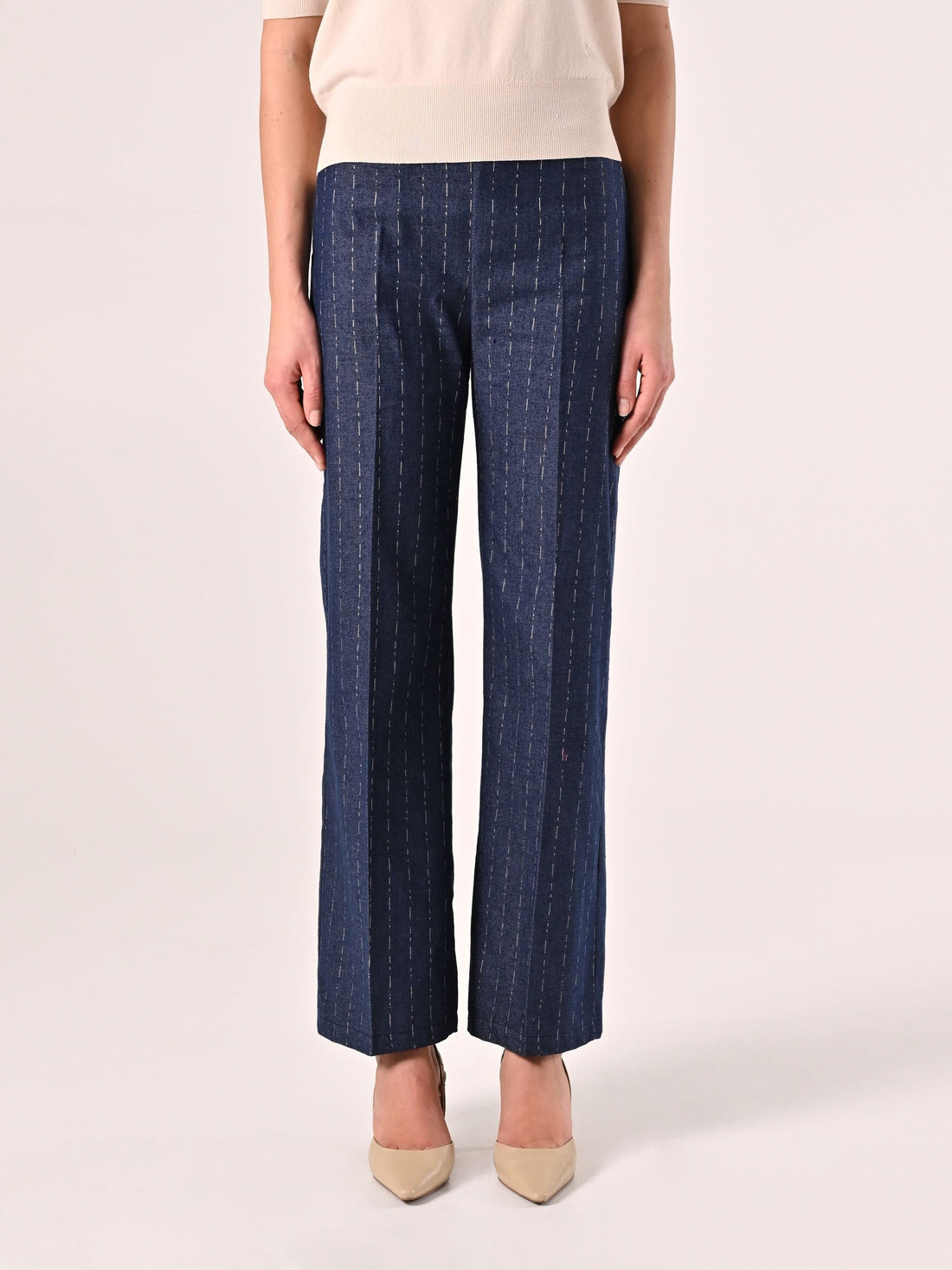 Pantaloni in Denim effetto Gessato