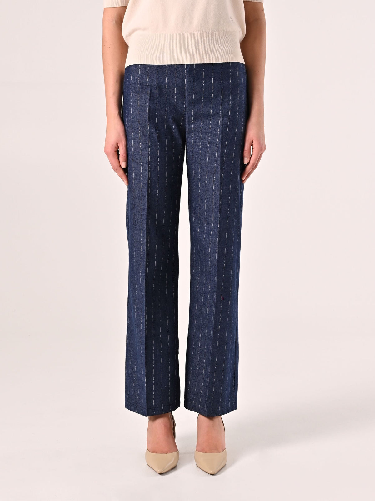 Pantaloni in Denim effetto Gessato
