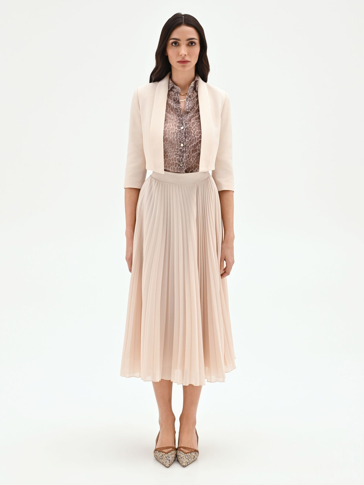 Giacca corta beige chiaro stile bolero