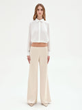 Camicia cropped panna con fondo elastico