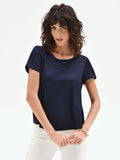 Blusa in raso blu