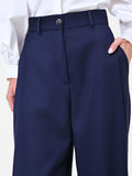 Pantalone palazzo blu navy con pinces in tessuto tecnico
