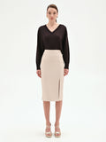 Gonna longuette tortora beige in similpelle