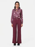 Jeans wide leg in cotone bordeaux con cintura