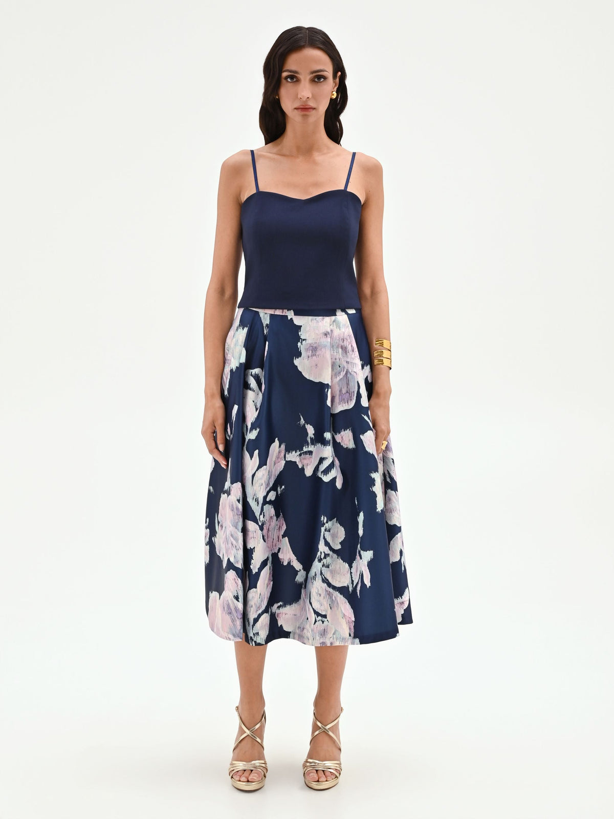 Top bustier blu con scollo a cuore