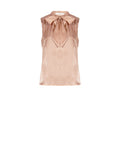 Top marrone bronzo con fiocco e punti luce