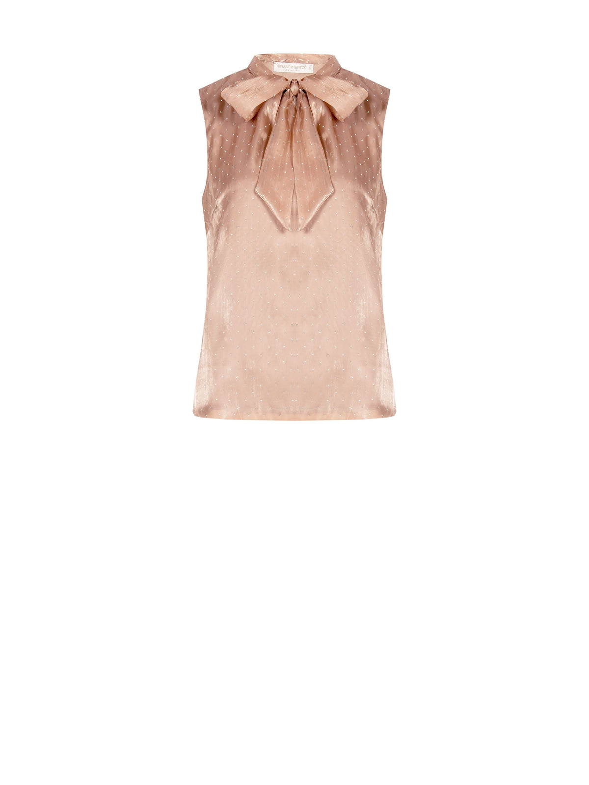Top marrone bronzo con fiocco e punti luce