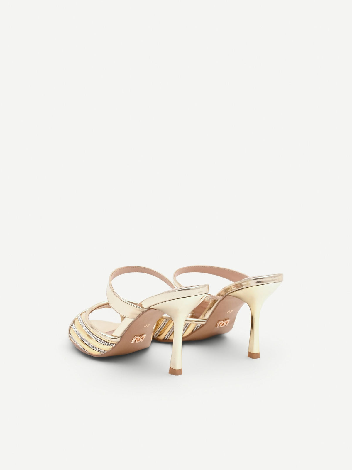 Sandalo sabot oro con fascia di strass