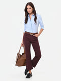 Pantalone cropped bordeaux rosso in twill di cotone
