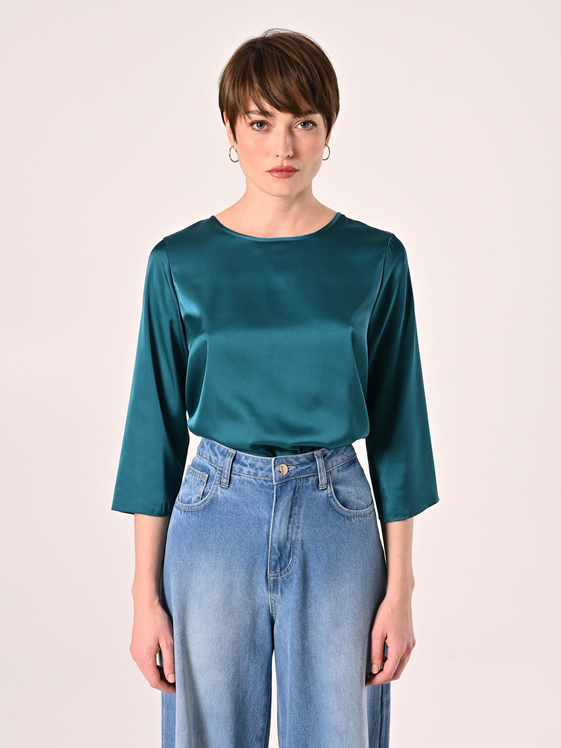 Blusa in Raso Verde Reale