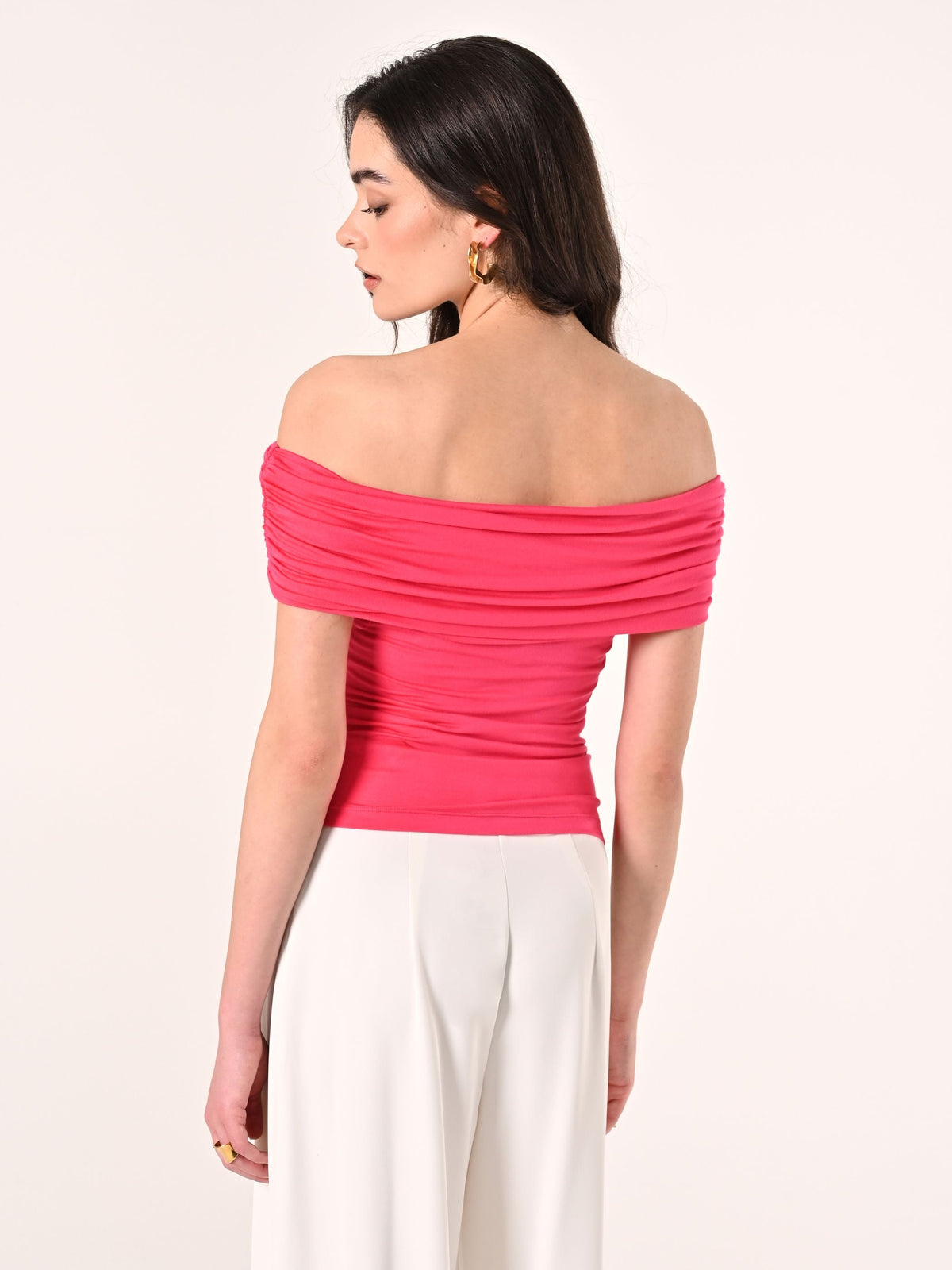 Top off-the-Shoulders Fuxia