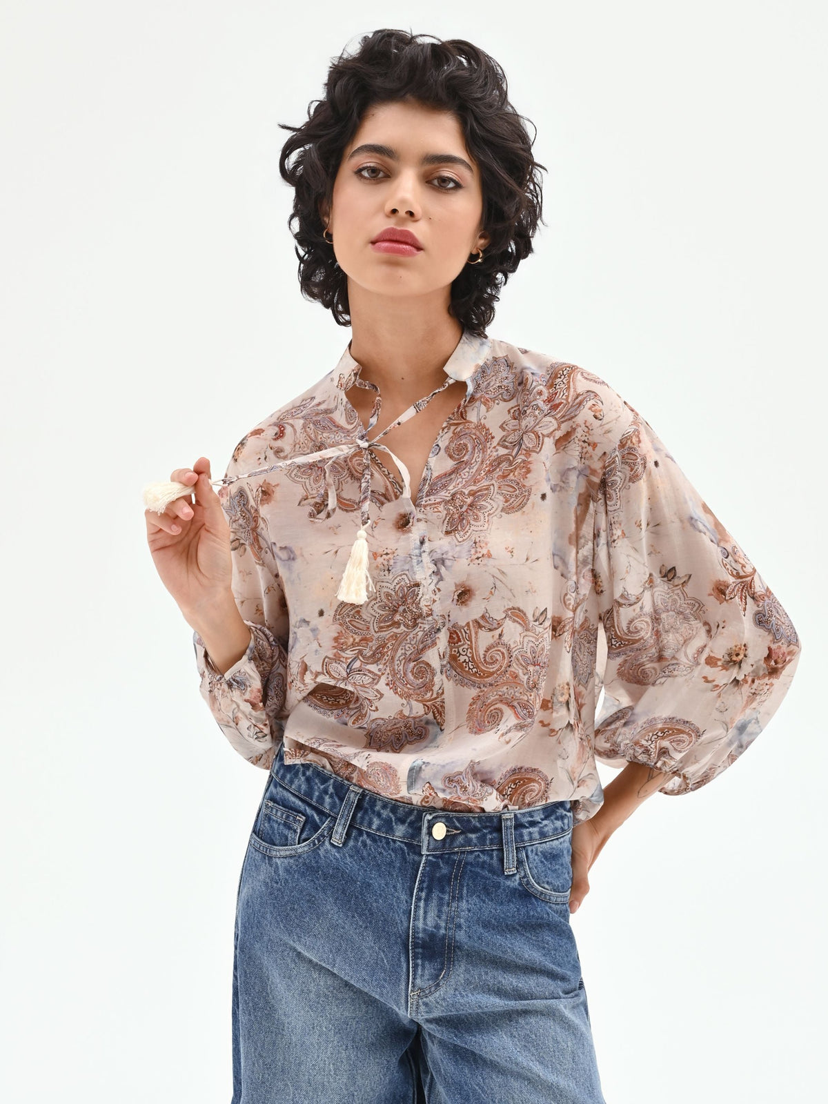 Blusa con stampa paisley