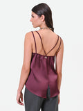 Top in raso bordeaux rosso con doppie spalline Giorgia Palmas X Rinascimento