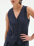 Abito corto effetto due pezzi blu navy