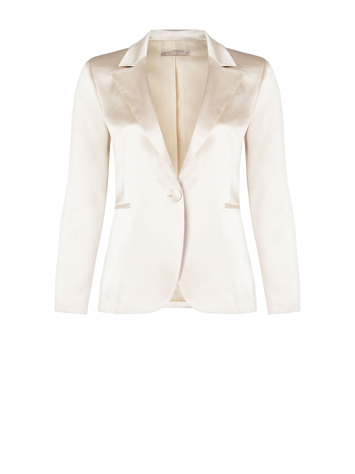 Giacca Curvy in Raso Strutturato Beige