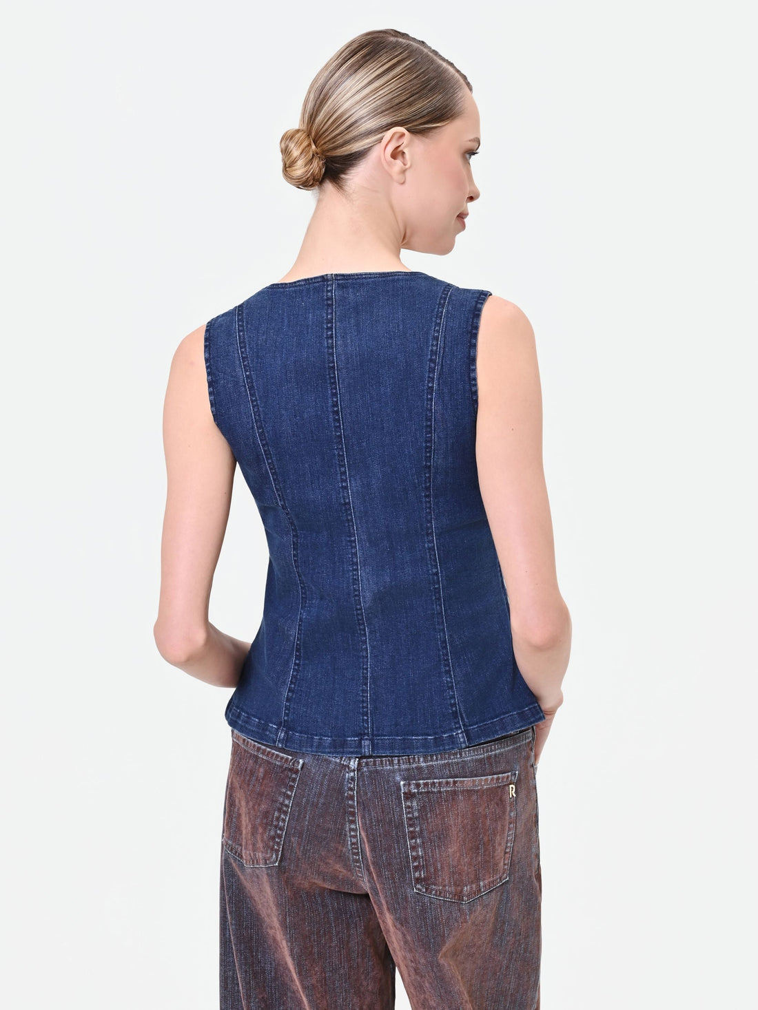 Gilet bustier in denim blu indaco