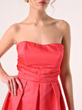 Abito Bustino a Ruota in Twill Camelia