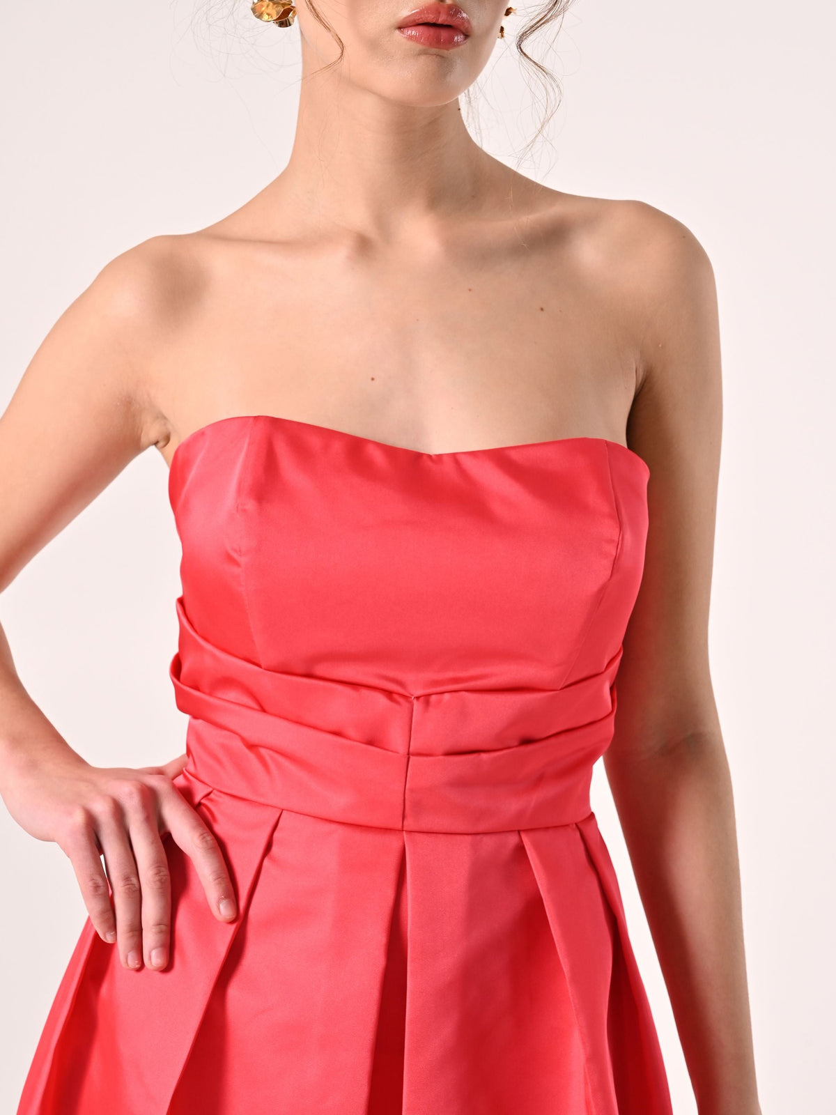 Abito Bustino a Ruota in Twill Camelia