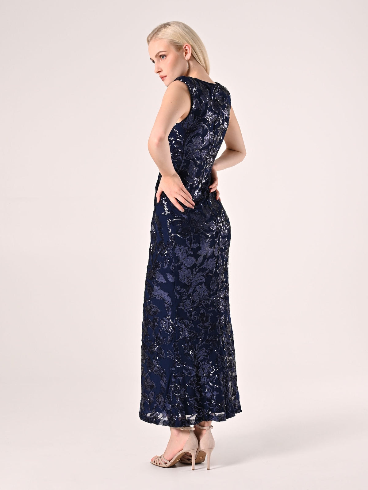 Abito Lungo Paillettes Blu