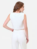 Gilet monopetto bianco in tessuto tecnico
