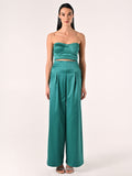 Pantaloni in Raso strutturato Verde Reale