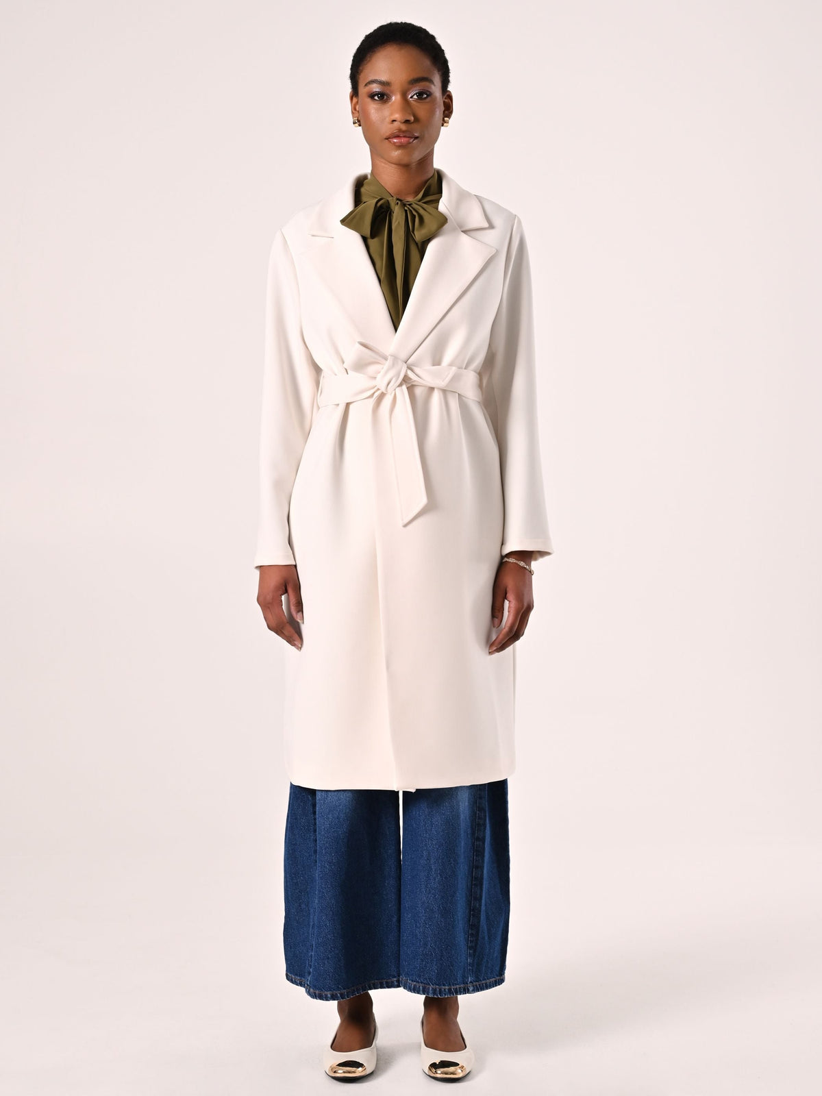 Cappotto Bianco in Doppio Crepe