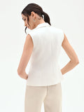 Gilet panna con bottoni design oro
