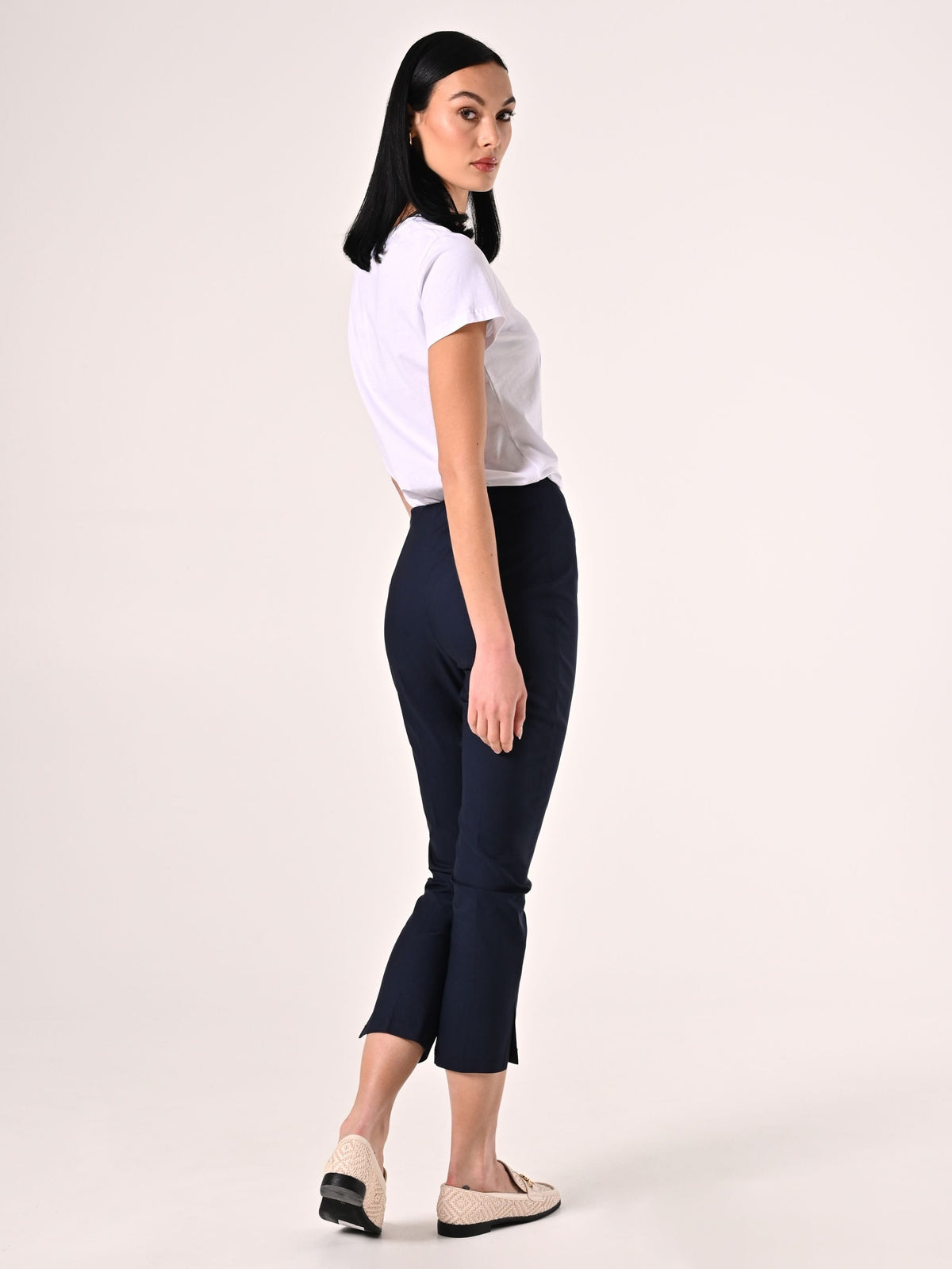 Pantaloni Skinny in Cotone Blu