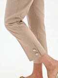Pantalone cropped tortora beige con spacchi in raso di cotone
