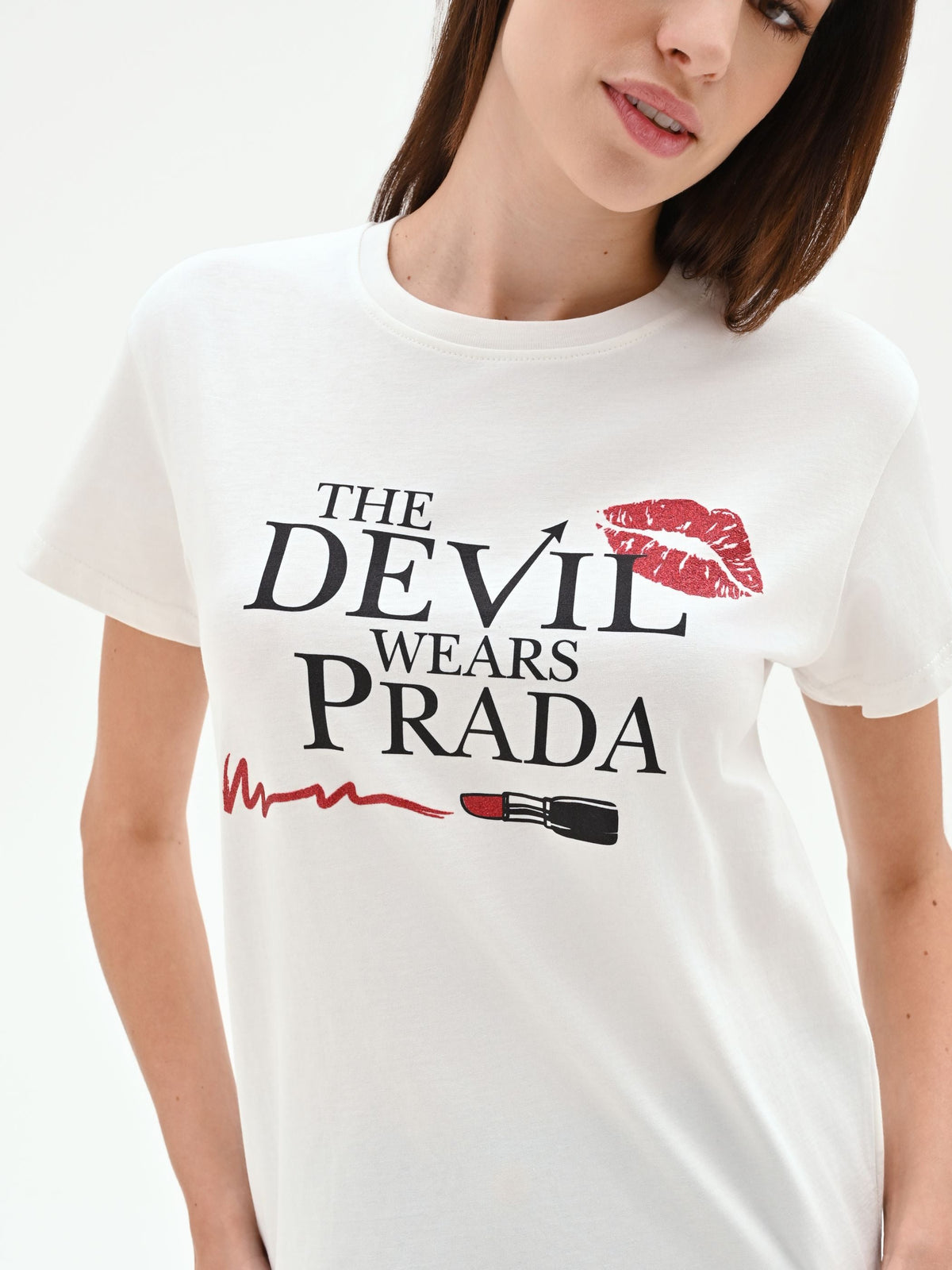 T-shirt in cotone 'The Devil Wears Prada' stampa rossetto