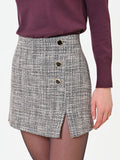 Gonna pantalone grigio con fantasia check