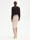 Gonna longuette tortora beige in similpelle
