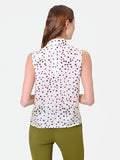 Top in raso con stampa a pois bordeaux