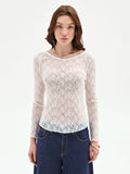 Blusa panna sfiancata in pizzo floreale