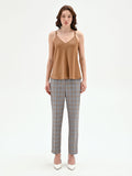 Top in raso color marrone bronzo